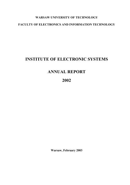 Annual Report 2002 - Instytut SystemÃ³w Elektronicznych