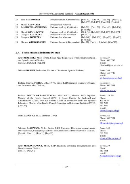 Annual Report 2002 - Instytut SystemÃ³w Elektronicznych