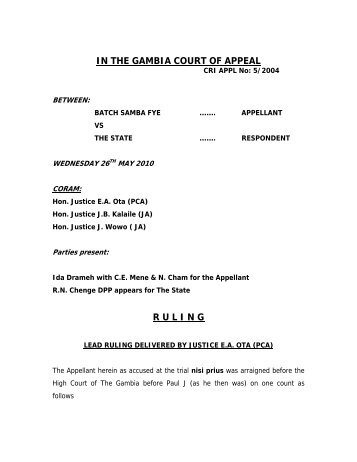 IN THE GAMBIA COURT OF APPEAL