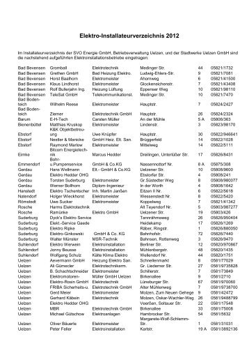 Elektro-Installateurverzeichnis 2003 - Stadtwerke Uelzen GmbH