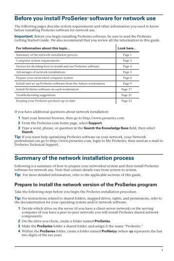 ProSeries Professional Network Installation Guide for Tax ... - Intuit