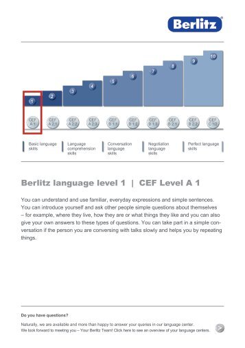 Berlitz language level 1 | CEF Level A 1