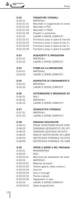 Prezzi dei materiali e delle opere edili in Ferrara anno 2009