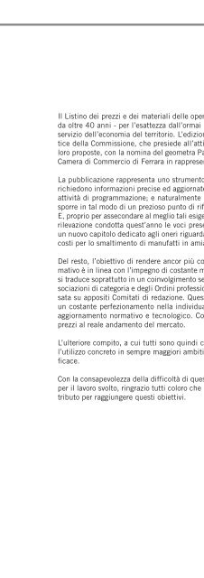 Prezzi dei materiali e delle opere edili in Ferrara anno 2009