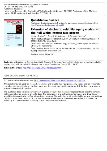 Extension of stochastic volatility models with Hull-White interest rate ...