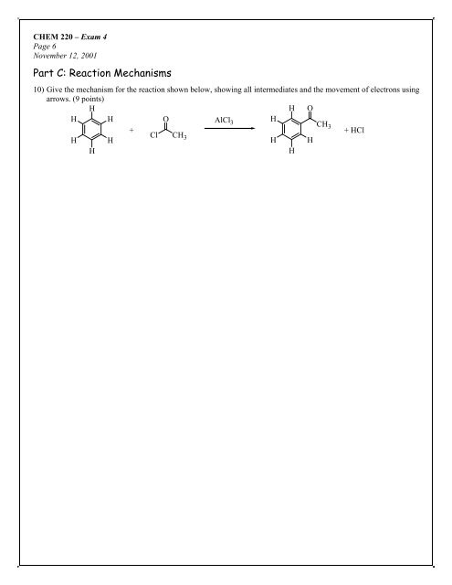 Elementary Organic Chemistry CHEM 220 Exam 4 November 12 ...