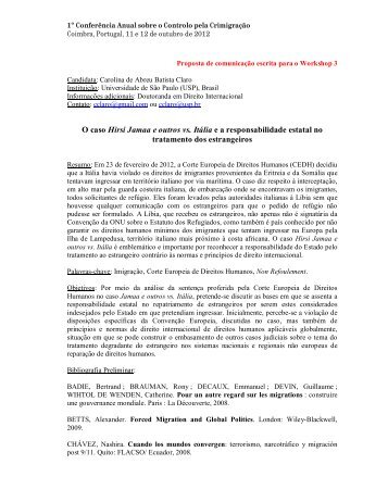 O caso Hirsi Jamaa e outros vs. ItÃ¡lia ea responsabilidade estatal no ...