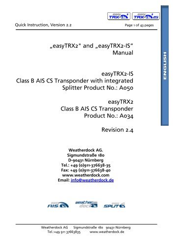 manual easyTRX2_Wifi - Weatherdock AG