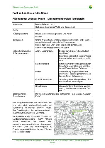 Flächenpool Lebuser Platte – Maßnahmenbereich Teufelstein