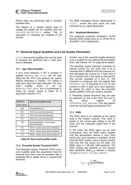 Single-Chip Low Cost Low Power RF-Transceiver (Rev. A)