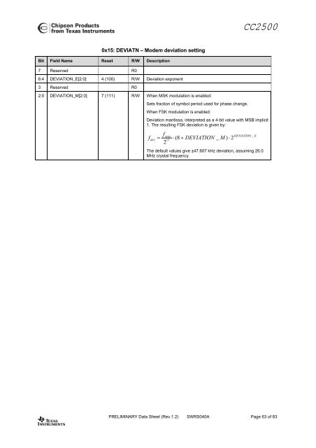 Single-Chip Low Cost Low Power RF-Transceiver (Rev. A)