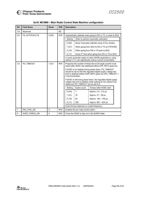 Single-Chip Low Cost Low Power RF-Transceiver (Rev. A)