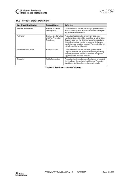 Single-Chip Low Cost Low Power RF-Transceiver (Rev. A)