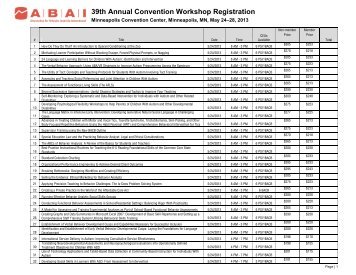 39th Annual Convention Workshop Registration - Association for ...