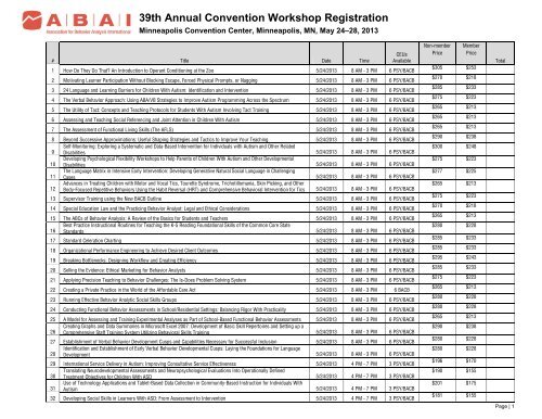 39th Annual Convention Workshop Registration - Association for ...