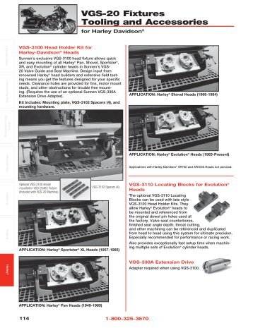 VGS-20 Fixtures Tooling and Accessories - Sunnen