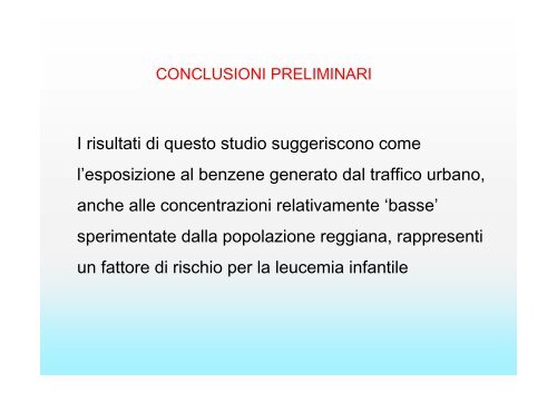 esposizione a benzene da traffico veicolare e rischio di leucemia ...