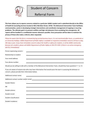 Student of Concern Referral Form