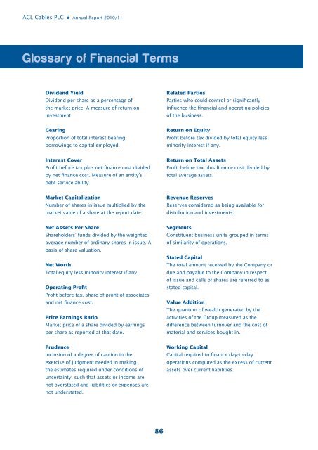 Annual Report 10/11 - ACL Cables PLC