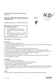 GCSE English Literature A 2007 Question Paper - Gosford Hill School