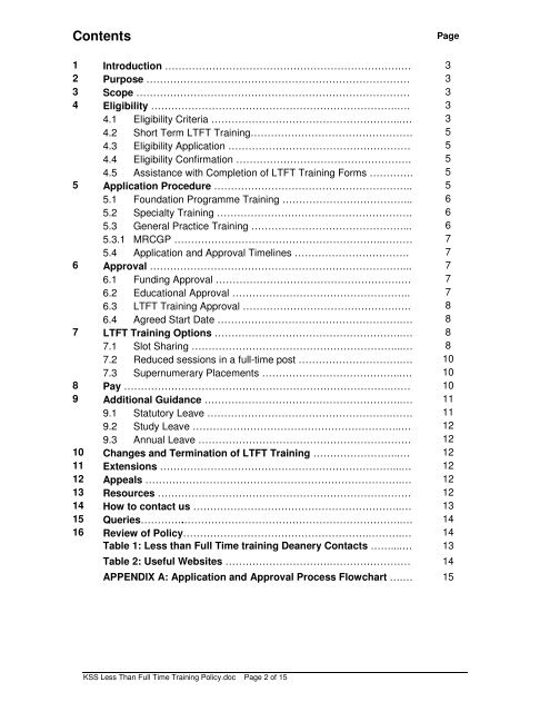 Less than Full Time Training Policy - KSS Deanery