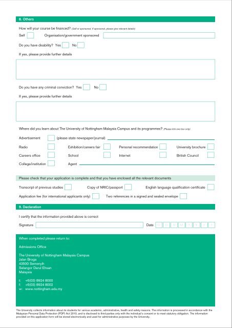 Postgraduate application form - The University of Nottingham ...