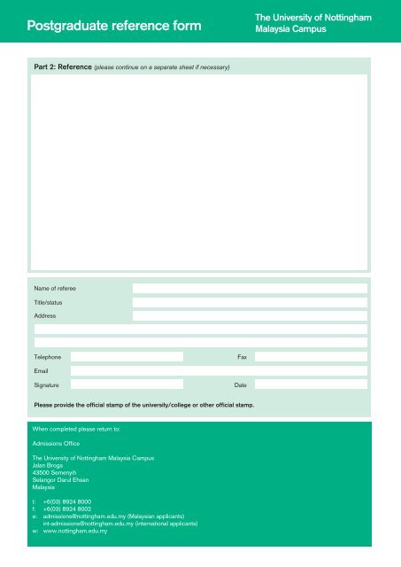 Postgraduate application form - The University of Nottingham ...