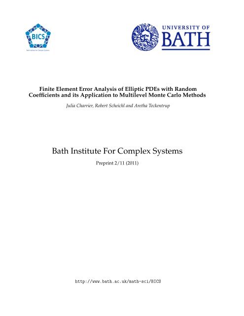 Bath Institute For Complex Systems - ENS de Cachan - Antenne de ...