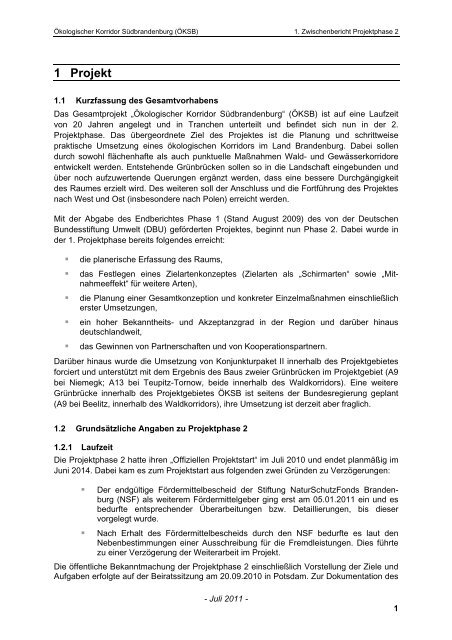 1. Zwischenbericht Projektphase 2 - Das Projekt Ökologischer ...