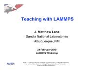 Teaching with LAMMPS - Sandia National Laboratories