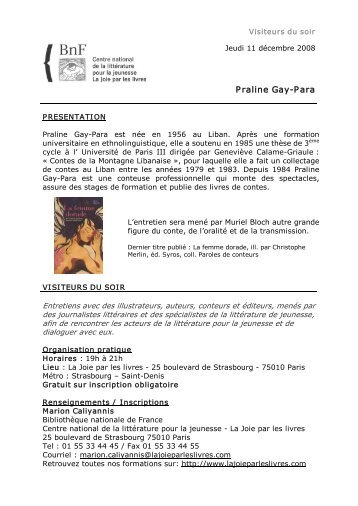 bio-bibliographie de Praline Gay-Para - La joie par les livres