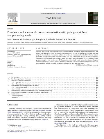 Prevalence and sources of cheese contamination with pathogens at ...