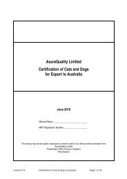 AsureQuality Limited Certification of Cats and Dogs for Export to ...