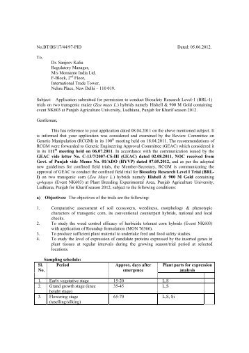 Monsanto India Ltd. - IGMORIS - Indian GMO Research Information ...