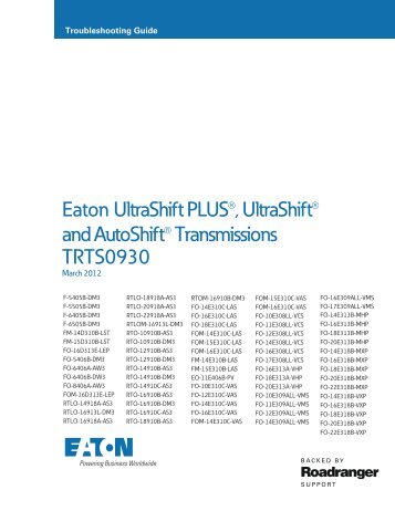 Eaton UltraShift PLUSÂ®, UltraShiftÂ® and ... - weller truck parts