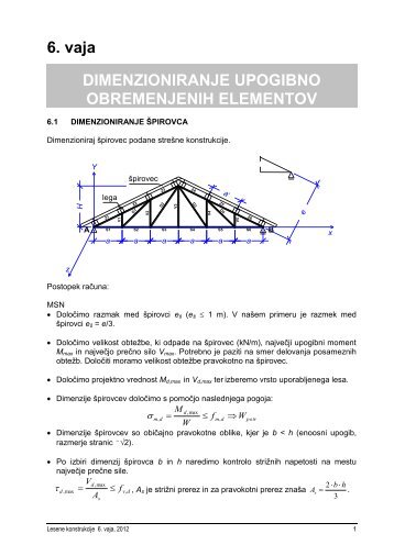 6. vaja DIMENZIONIRANJE UPOGIBNO OBREMENJENIH ...