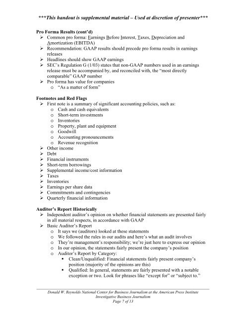 INTERMEDIATE FINANCIALS and ACCOUNTING RED FLAGS