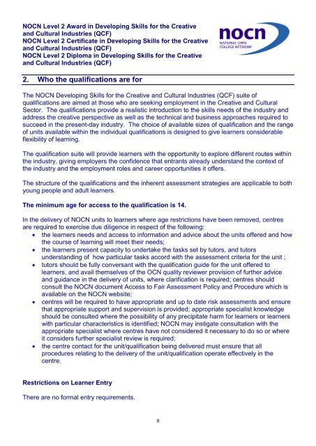 Level 2 Qualification Guide - OCN Eastern Region