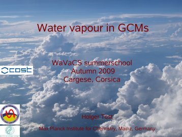 Model 9: Water vapour in GCMs