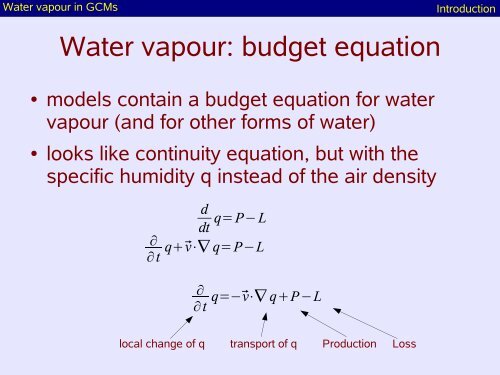 Model 9: Water vapour in GCMs