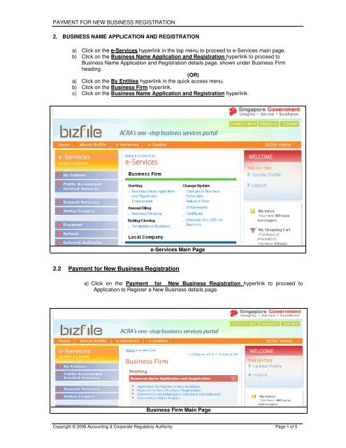 2.2 Payment for New Business Registration - Bizfile