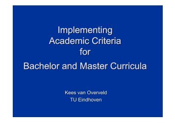 Implementing Academic Criteria for Bachelor and Master Curricula