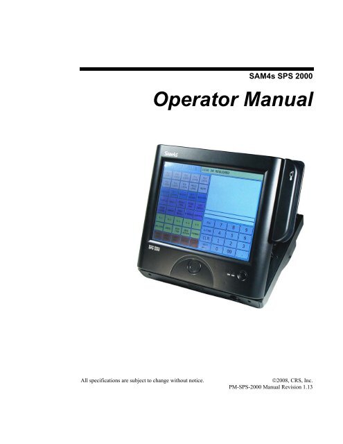 エミ様 SAM4s SPS-2000 Operators Manual.pdf - Parklandbm.com