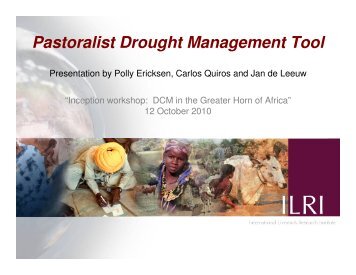 Pastoralist Drought Management Tool - Disaster risk reduction