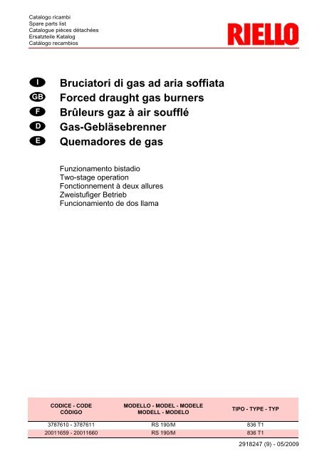 Bruciatori di gas ad aria soffiata Forced draught gas burners ...