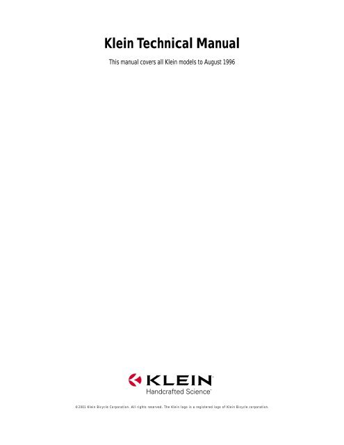 Klein Technical Manual