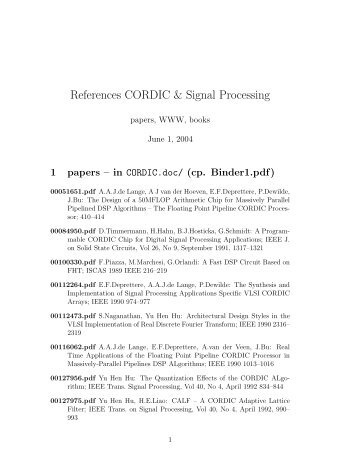 References CORDIC & Signal Processing - Weblearn.hs-bremen.de