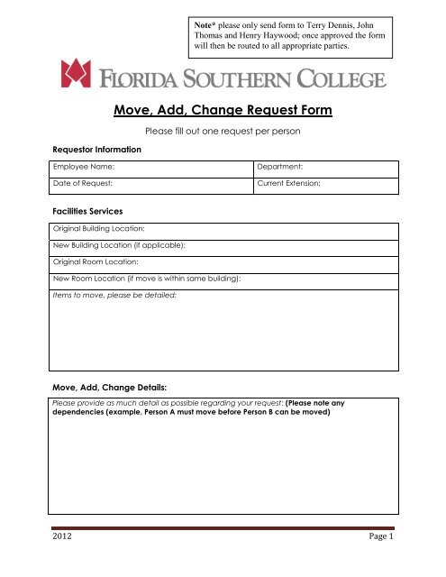 Move Add Change Request Form