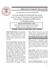 parent association news and thanks - Preston High School
