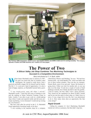 Biju Pulickal, EDM programmer, checks out A-1 ... - CNC Solutions